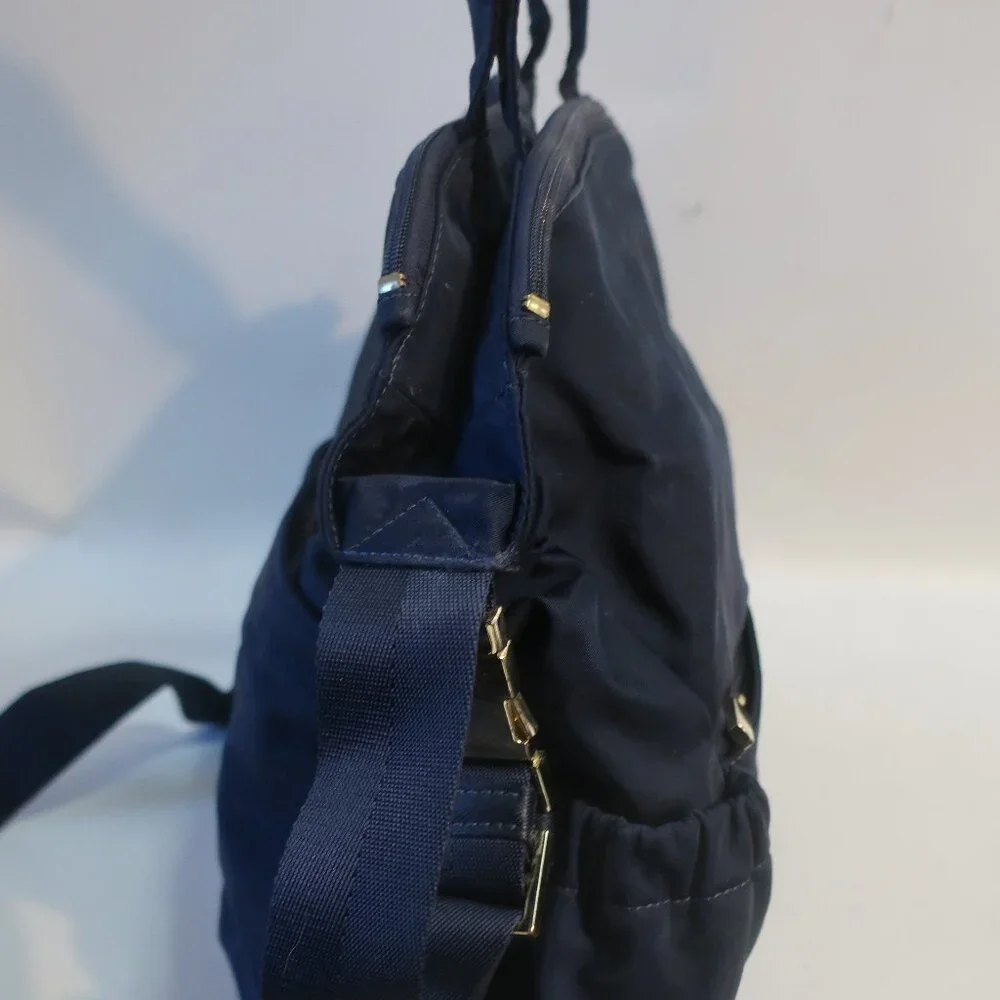 Womens Tory Burch Navy Blue Nylon TT Baby Designer Diaper Bag